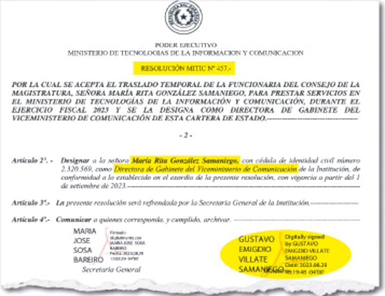 La Resolución Mitic N° 457/23 fue firmada por el  ministro Villate el 1 de setiembre de 2023.
