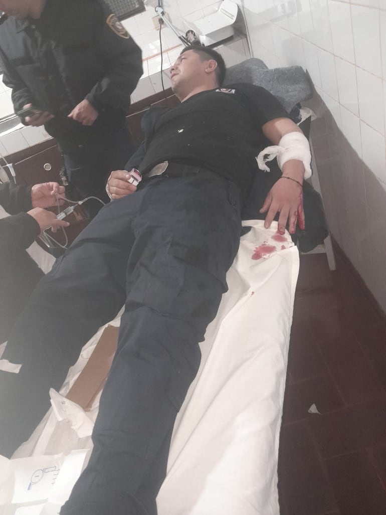 Suboficial segundo Jorge Ariel Gamarra Araújo, baleado por delincuentes en San Juan Nepomuceno.
