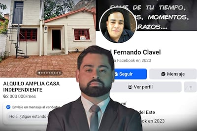 Anuncio de alquiler de casa independiente en Facebook, con detalles de contacto y oferta presentada en un perfil de usuario.