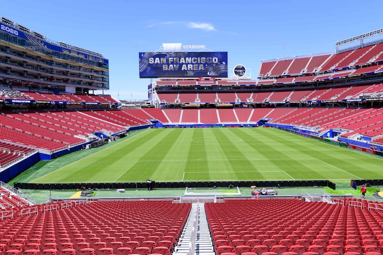Una vista general muestra el Estadio del Área de la Bahía de San Francisco (renombrado temporalmente de Estadio Levi's) antes de la Copa Mundial de la FIFA 2026 en Santa Clara, California.