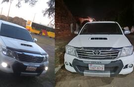 Nuevo caso de supuesta clonación de chapas: camioneta con documentos originales (izq.) y camioneta con chapa presuntamente clonada (der.).