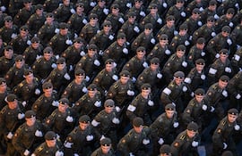 Ensayo militar para la celebración del Día de la Victoria, en Rusia.