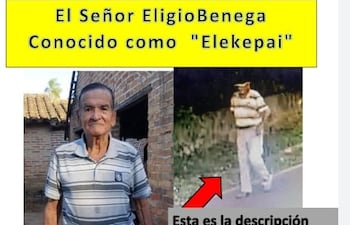 El abuelo llevaba una remera a rayas y un pantalón claro.