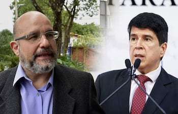 David Velázquez Seiferheld con abrigo oscuro y Hermenegildo Cohene en camisa blanca y corbata roja.