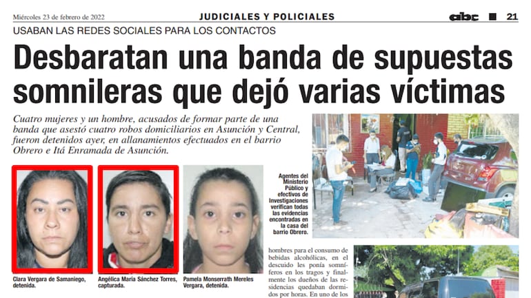 El caso de la detención anterior de Clara Vergara y Angélica María Sánchez Torres, en 2022.