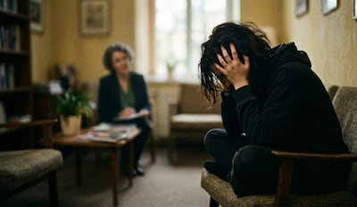 Psicóloga atiende a una paciente en su consultorio.