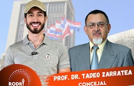 Rodrigo Franco, intendentable de Asunción por el PDC y su candidato a concejal Tadeo Zarratea.