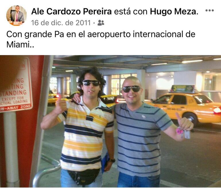 El fiscal Alejandro Cardozo Pereira, en una fotografía con Hugo Antonio Meza Huespe, alias “HM”, quien es investigado en el marco de A Ultranza.