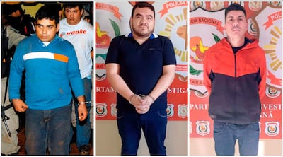 Flaminio Acosta Zarza, alias Flaminio; Milner Amir Brítez Galeano, alias AR15, y Marcos Antonio Núñez González, alias Arcángel, buscados por el asalto múltiple en Santa Rita.