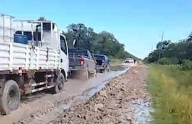Camión de carga ayudado por conductores solidarios.