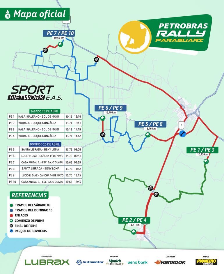 Mapa oficial del Rally de Paraguarí 2026.