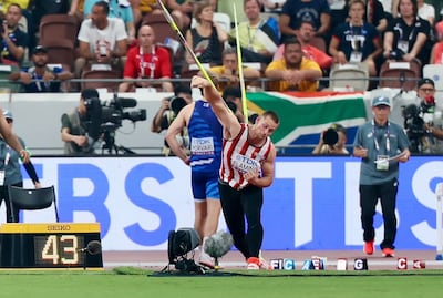 El paraguayo Lars Flaming en el Lanzamiento de Jabalina del Mundial de Atletismo 2025 en el estadio Nacional de Japón, en Tokyo, Japón.