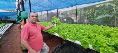 Lorenzo Cardozo y su familia iniciaron con producción de lechugas con el método hidropónico hace 7 años en la ciudad de San Juan Bautista, Misiones.