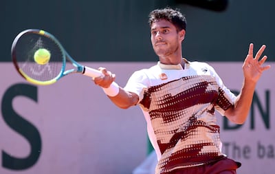 El paraguayo Adolfo Daniel Vallejo en el partido de la primera ronda del Roland Garros.