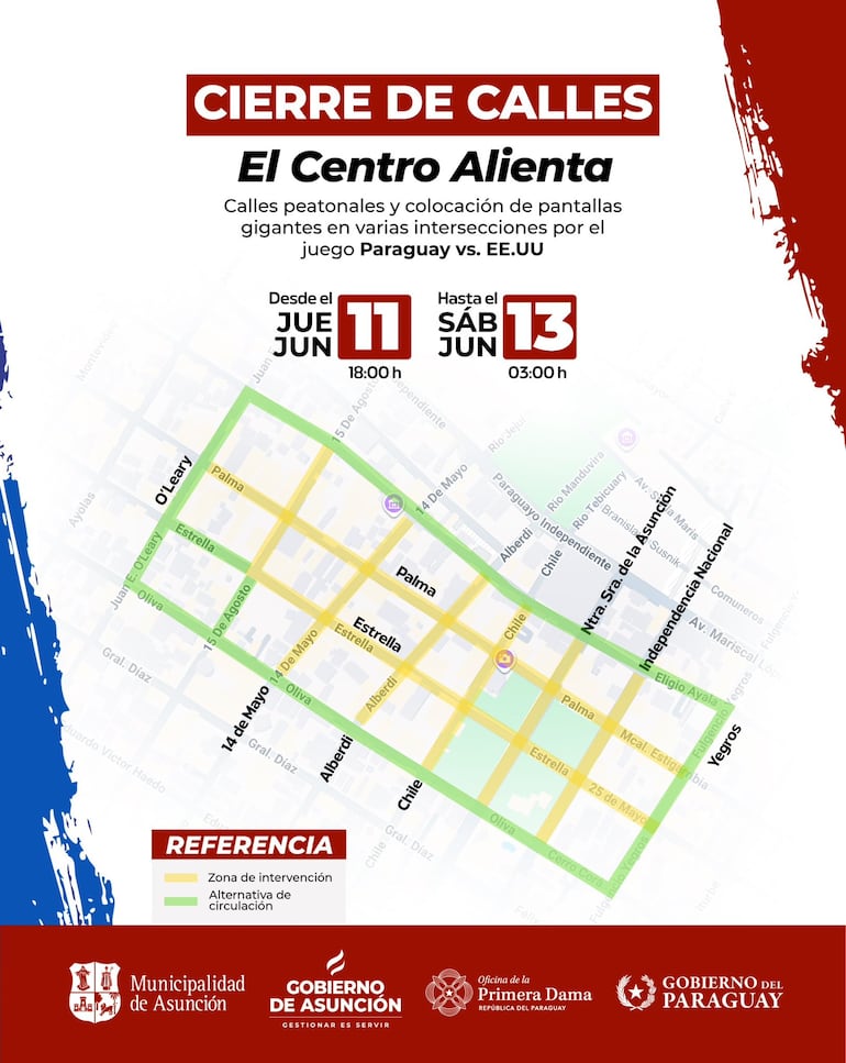 Mundial Paraguay Asunción centro mapa