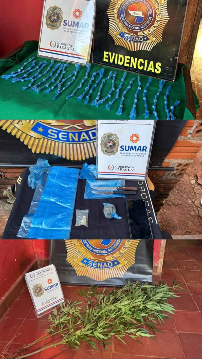 Senad incauta drogas en la misma cuadra donde está la oficina de Antinarcóticos de la Policía en Itapúa