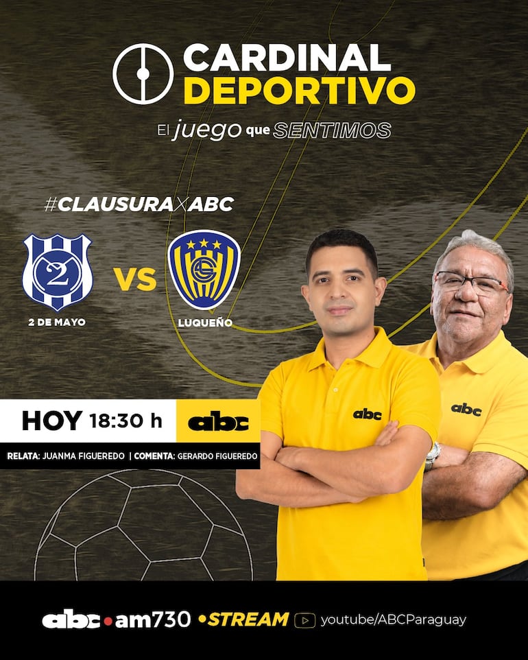2 de Mayo vs. Sportivo Luqueño, por ABC Cardinal 730 AM y ABC Paraguay en Youtube.