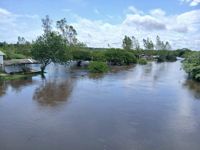 Unos 450 productores de Nueva Germania, Tacuatí, Santa Rosa del Aguaray y San Pedro de Ycuamandyyú desarrollan sus actividades en las inmediaciones del río Aguaraymí, por lo que la crecida del cauce perjudica la producción