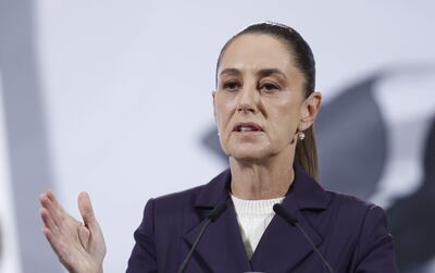  La presidenta de México, Claudia Sheinbaum, habla durante una rueda de prensa este miércoles, en el Palacio Nacional de Ciudad de México (México).