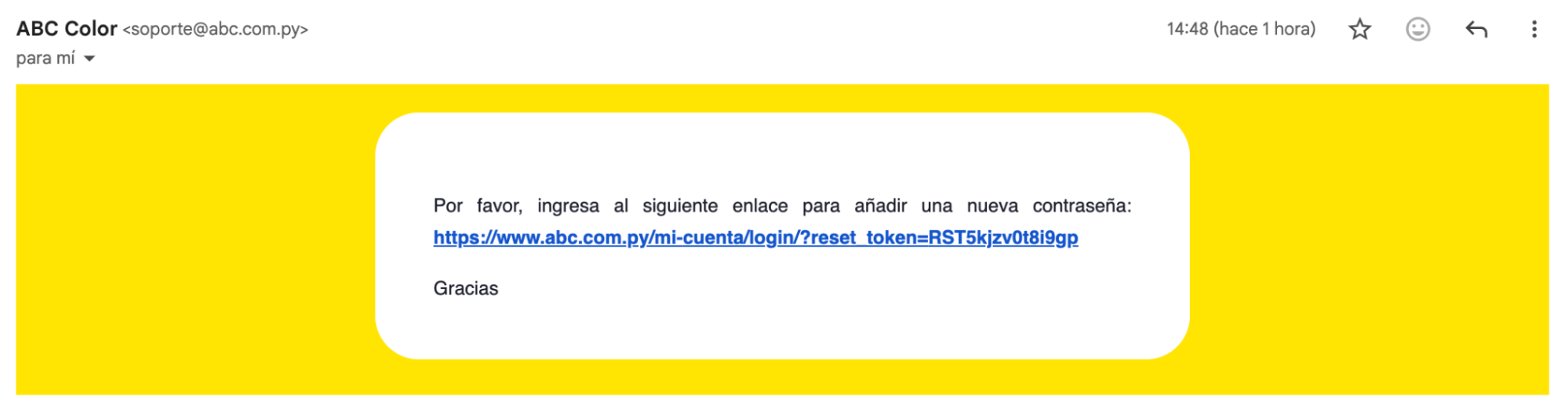 Correo para recuperación de cuenta