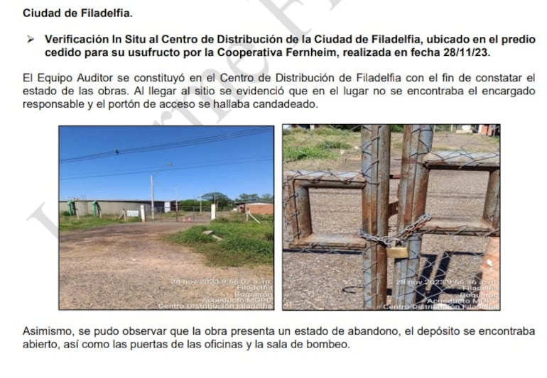 Auditoría de Contraloría sobre el acueducto.