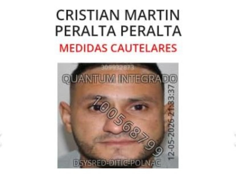 Ficha policial del fugado Cristian Martín Peralta Peralta.