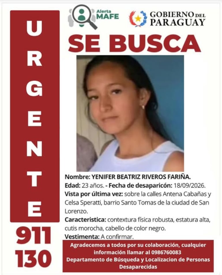 Yenifer Beatriz Riveros Fariña.