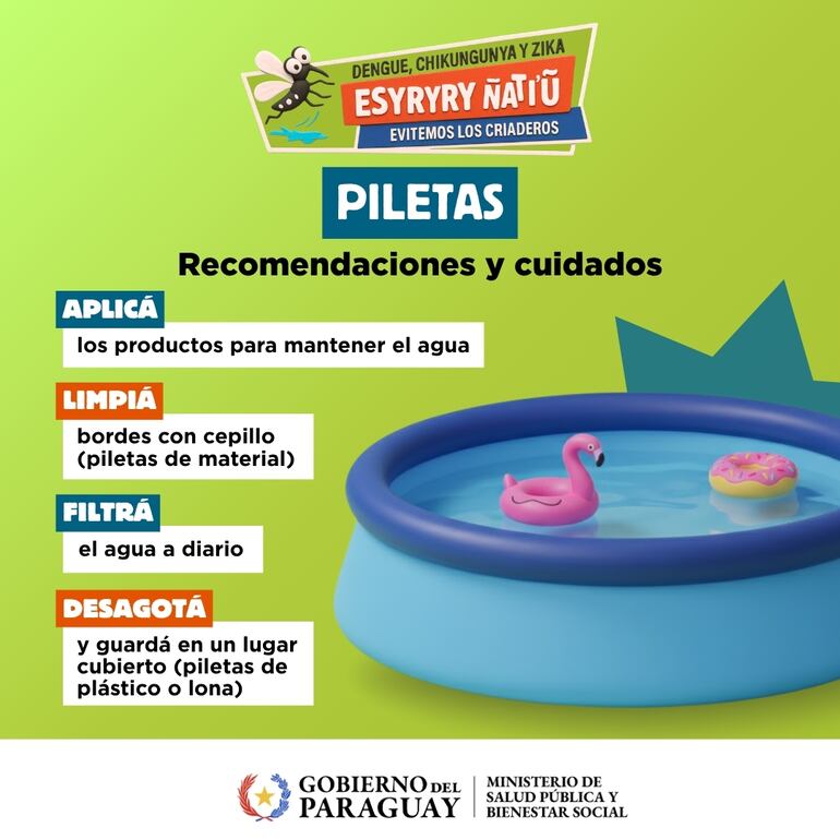 Recomendaciones del Ministerio de Salud para el uso seguro de las piscinas.