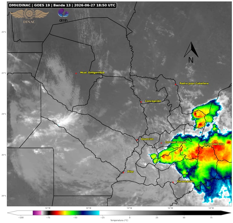 Imagen satelital proporcionada por la Dirección de Meteorología