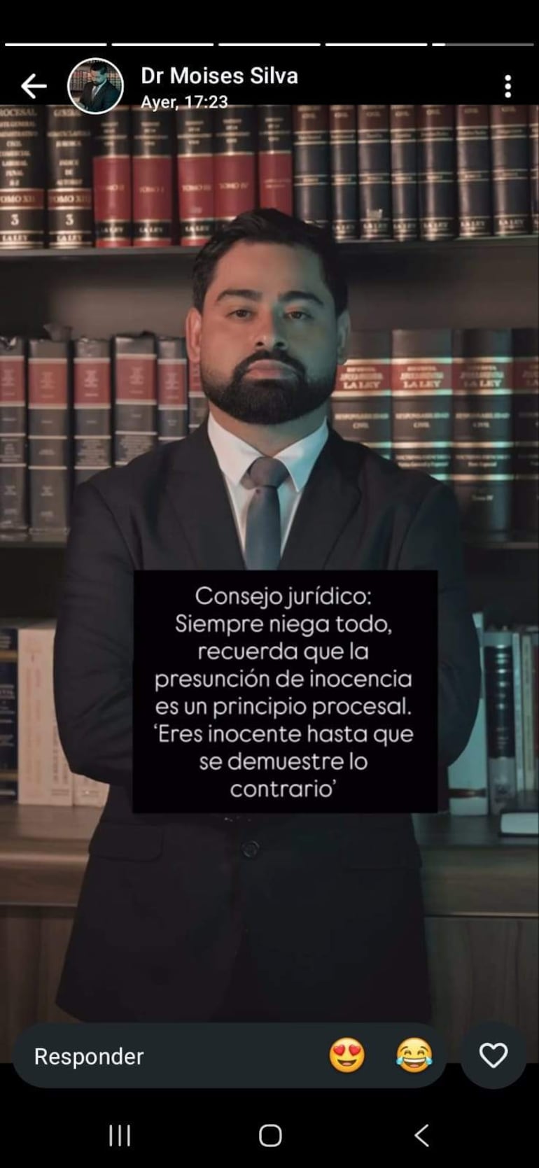 Un hombre, Dr. Moisés Silva, se presenta como escribano en medio de la denuncia por fraude en el alquiler de una vivienda. Aparentemente es un perfil falso.