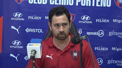 Alejandro Da Silva, asistente técnico en Cerro Porteño, en la conferencia de prensa posterior al partido contra General Caballero de Juan león Mallorquín por la fecha 14 del torneo Clausura 2023 del fútbol paraguayo en el estadio Ka'arendy, en  Juan león Mallorquín.
