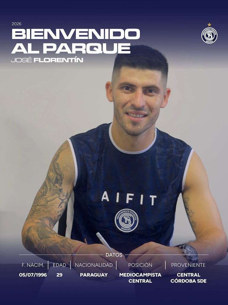 El mediocampista José  Ignacio Florentín Bobadilla (29), en Independiente Rivadavia.