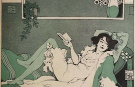 Mujer leyendo. Ilustración de Karl Alexander Wilke, circa 1912.