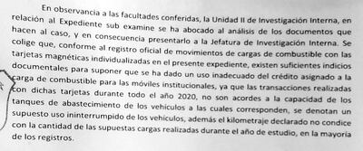 Primera parte de la conclusión de la primera investigación sobre la tragada de dinero.