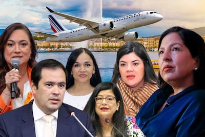 La diputada Rocío Abed (ANR, HC), Rodrigo Gamarra (ANR, HC), Jazmín Narváez (ANR, HC), Bettina Aguilera (ANR, HC), la ministra de la Corte, Carolina Llanes y la ministra de la Mujer, Alicia Pomata.