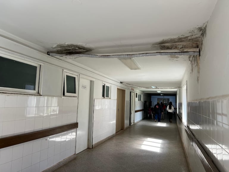 Las paredes del centro de asistencia se encuentran en un estado deplorable.