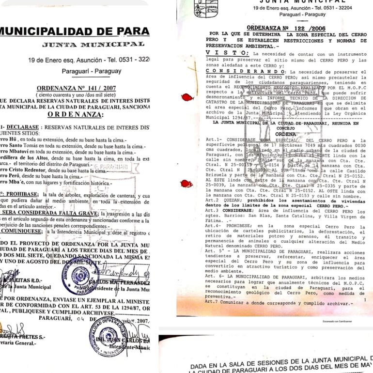 Las ordenanzas municipales prohíben realizar actividad que atenten contra la "Zona Especial del Cerro Perö.