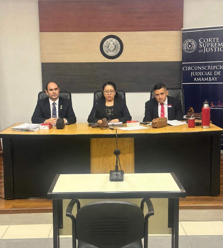 Tribunal de la Circunscripción Judicial de Amambay, integrado por los jueces Marcelina Quintana, como presidente, Abel Molinas y Mario Peralta.