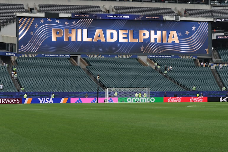 Fotografía que muestra el interior del estadio Lincoln Financial Field este sábado, previo a un partido del grupo L del Mundial de la FIFA 2026 entre Croacia y Ghana en Filadelfia (Estados Unidos).¿
