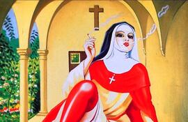 Clovis Trouille, "Religieuse italienne fumant une cigarette", 1944.