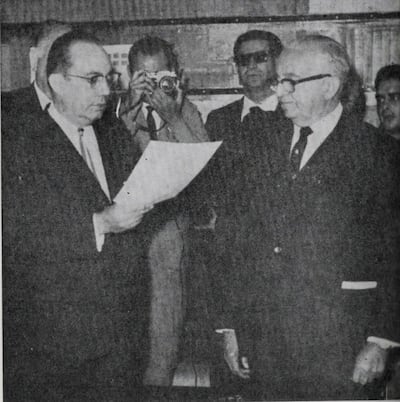 Los ministros de Relaciones Exteriores del Paraguay, doctor Raúl Sapena Pastor y del Brasil, general Juracy de Magalhães.
