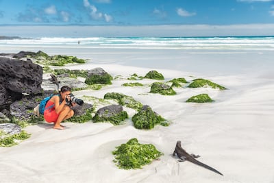 Turista en las Islas Galápagos.