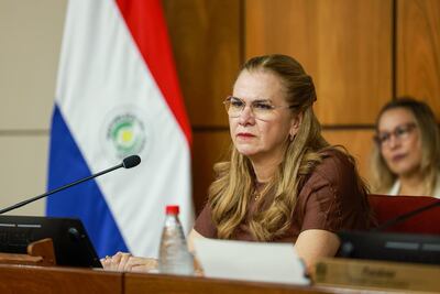 María Teresa Barán, ministra de Salud en la reunión de la comisión de Hacienda y Presupuesto de la Cámara de Senadores.