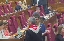El diputado cartista Yamil Esgaib fue con una pañoleta colorada a la sesión.