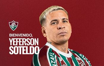 El mediapunta venezolano Yeferson Julio Soteldo Martínez (27 años), en su presentación con la camiseta de Fluminense.