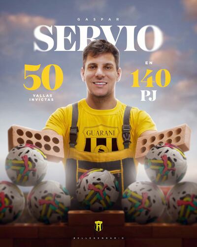 Material gráfico preparado por Guaraní para destacar la producción del arquero argentino Gaspar Andrés Servio.