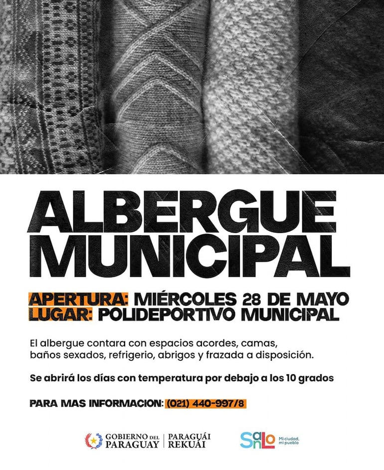 Portones cerrados del Polideportivo Municipal de San Lorenzo, donde se debió habilitar el albergue de la Secretaría de Emergencia Nacional (SEN) para resguardar a vulnerables del frío.