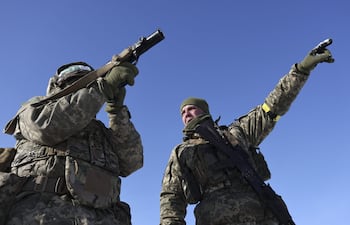 Soldados ucranianos entrenan en la región de Zaporiyia, en enero de este año.