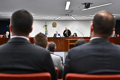 Vista general del juicio por intento de golpe de Estado del expresidente de Brasil Jair Bolsonaro, hoy. 