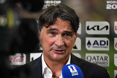 El director técnico de Croacia, Zlatko Dalic, habla con los medios después del partido de fútbol del Grupo L de la Copa Mundial 2026 entre Inglaterra y Croacia en el Dallas Stadium en Arlington.